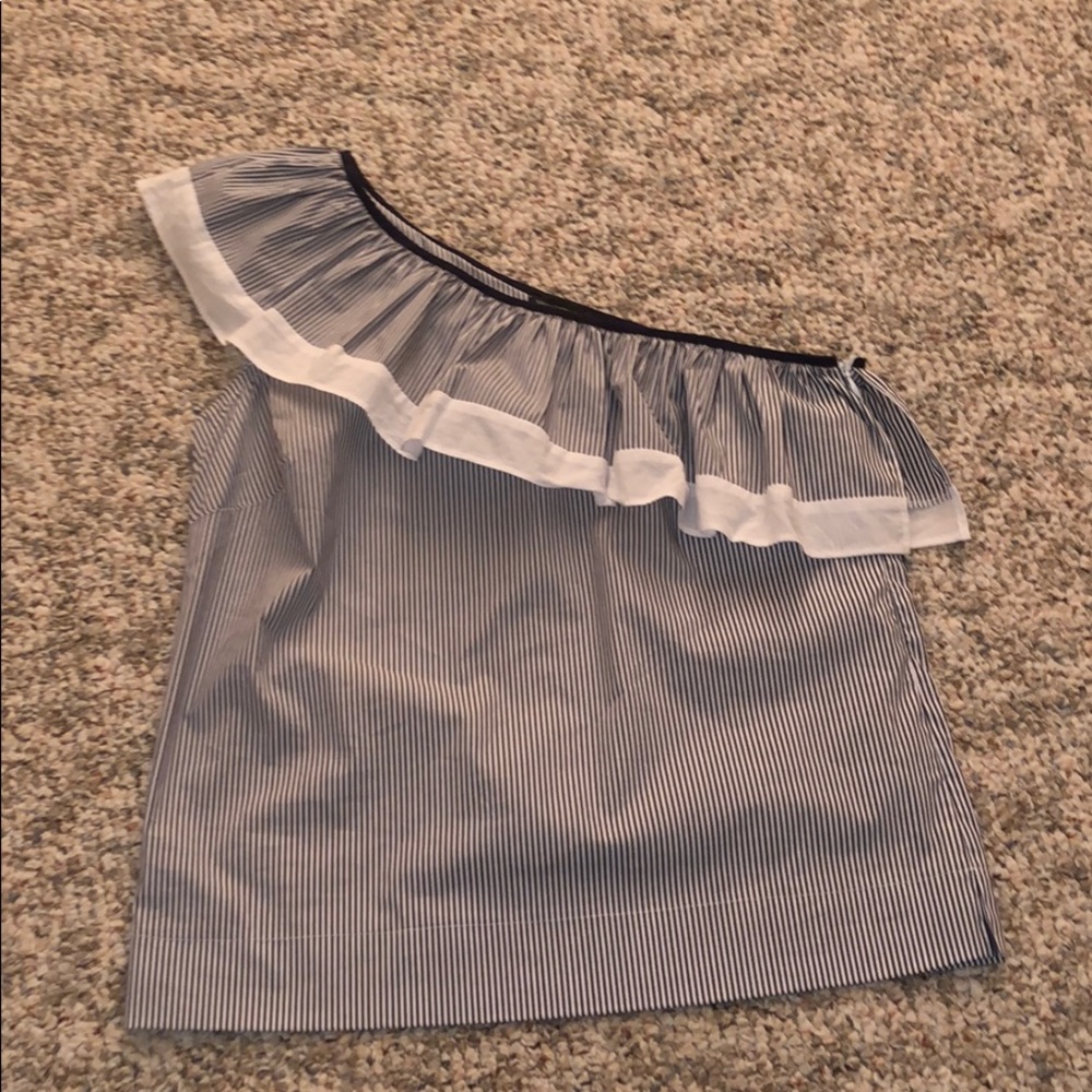 NWOT- Saks Fifth Avenue one shoulder ruffle blouse